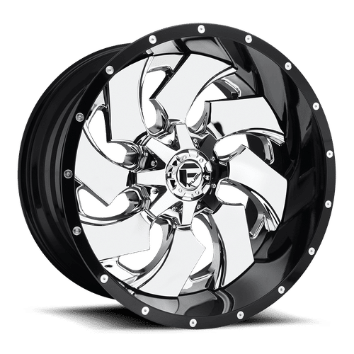 D24020207047 - Fuel Off-Road D240 Cleaver 20X12 5X139.7 / 5X150 ET -44mm Chrome Plated Gloss Black Lip - Fuel Off-Road Wheels Canada