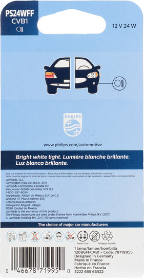 PS24WFFCVB1 Philips CrystalVision Fog Bulb PS24W - CrystalVision Ultra - Single Blister Pack Philips Bulbs