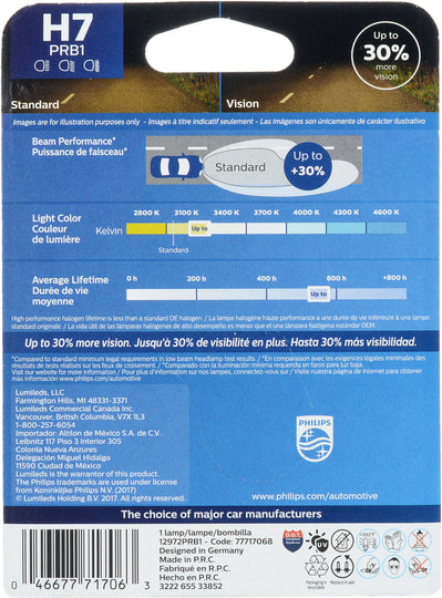 H7PRB1 Philips Vision Headlight H7 - Vision - Single Blister Pack Philips Bulbs
