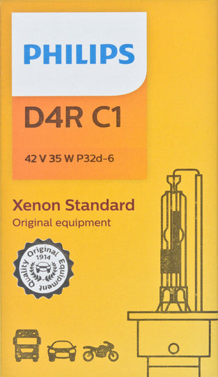 D4RC1 Philips Xenon HID lamp D4R - Standard - Single Commercial Pack Philips Bulbs