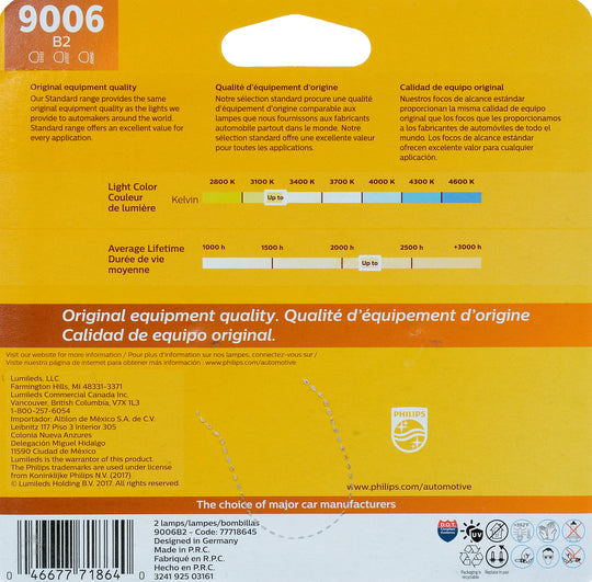 9006B2 Philips Standard Headlight 9006 - Standard - Twin Blister Pack Philips Bulbs