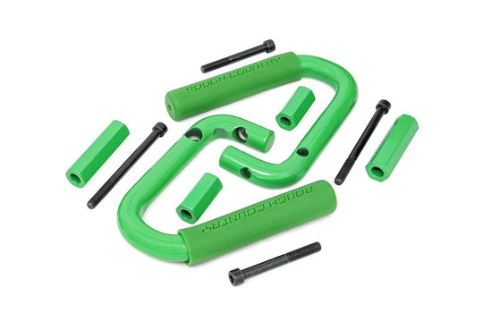 6501GREEN Grab Handles - Steel - Front - Green - Jeep Wrangler JK (2007-2018) Rough Country Canada