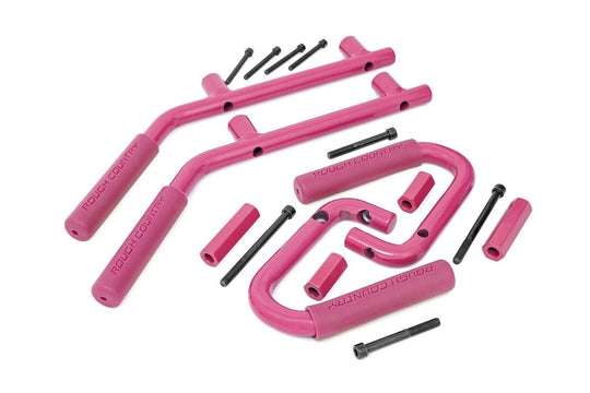6503PINK Grab Handles - Steel - FR & RR - Pink - Jeep Wrangler JK (07-18) Rough Country Canada