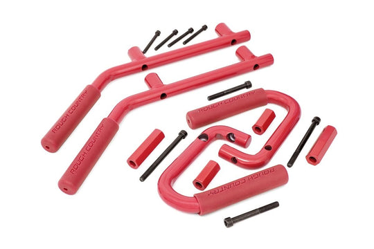 6503RED Grab Handles - Steel - FR & RR - Red - Jeep Wrangler JK (2007-2018) Rough Country Canada