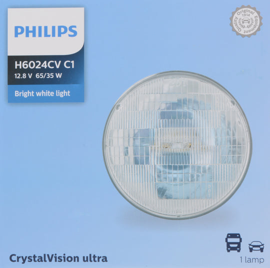 H6024CVC1 Philips CrystalVision ultra Sealed Beam H6024 - CrystalVision Ultra - Single Commercial Pack Philips Bulbs