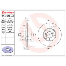 Load image into Gallery viewer, 08.2557.40 Brembo Solid Standard Rotor Brembo Brake Canada