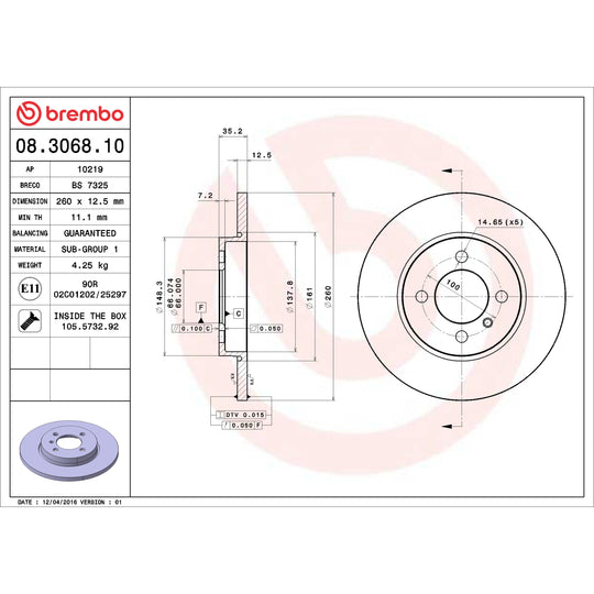 KT04498 Brembo Low-Met Brake Pad and Standard Solid  Brake Disc Kit Brembo Brake Canada