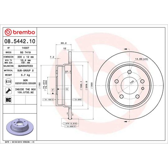 KT00C03 Brembo Ceramic Brake Pad and Standard Solid  Brake Disc Kit Brembo Brake Canada