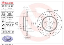 Load image into Gallery viewer, 08.7211.2X Premium UV Coated Rear XTRA Cross Drilled Brake Rotor Brembo Canada