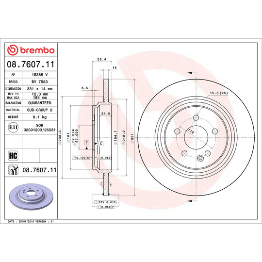 KT00560 Brembo Ceramic Brake Pad and UV Coated Solid  Brake Disc Kit Brembo Brake Canada