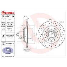Load image into Gallery viewer, 08.8843.2X Brembo Premium UV Coated Rear XTRA Cross Drilled Brake Rotor Brembo Brake Canada