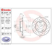 Load image into Gallery viewer, 08.A147.1X Brembo Premium UV Coated Rear XTRA Cross Drilled Brake Rotor Brembo Brake Canada