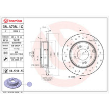 Load image into Gallery viewer, 08.A708.1X Brembo Premium UV Coated XTRA Cross Drilled Brake Rotor Brembo Brake Canada
