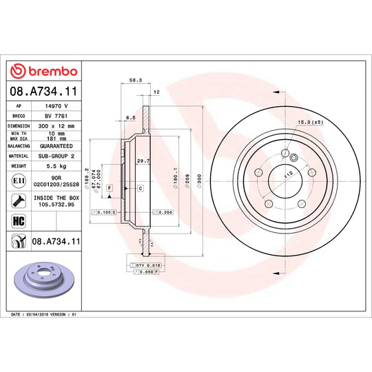 KT00A88 Brembo Ceramic Brake Pad and UV Coated Solid  Brake Disc Kit Brembo Brake Canada