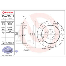Load image into Gallery viewer, 08.A755.1X Brembo Premium UV Coated XTRA Cross Drilled Brake Rotor Brembo Brake Canada