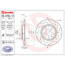Load image into Gallery viewer, 08.A759.1X Brembo Premium UV Coated Rear XTRA Cross Drilled Brake Rotor Brembo Brake Canada