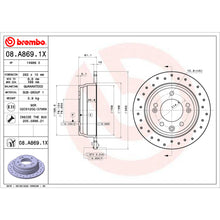 Load image into Gallery viewer, 08.A869.1X Brembo Premium UV Coated XTRA Cross Drilled Brake Rotor Brembo Brake Canada