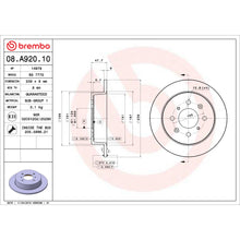 Load image into Gallery viewer, 08.A920.10 Brembo Solid Standard Rotor Brembo Brake Canada
