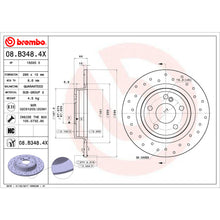 Charger l'image dans la galerie, 08.B348.4X Brembo Premium UV Coated Rear XTRA Cross Drilled Brake Rotor Brembo Brake Canada