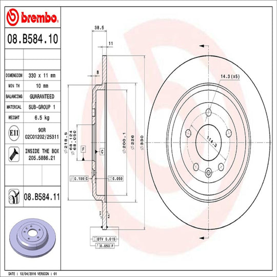 KT00577 Brembo Ceramic Brake Pad and UV Coated Solid  Brake Disc Kit Brembo Brake Canada