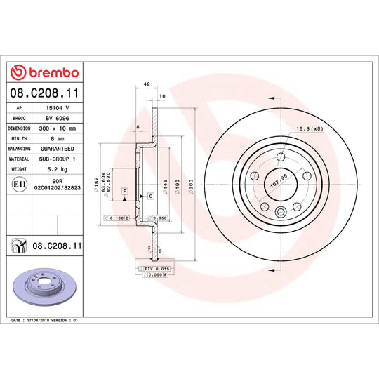 KT00821 Brembo Ceramic Brake Pad and UV Coated Solid  Brake Disc Kit Brembo Brake Canada