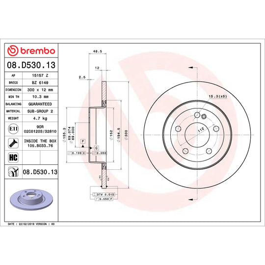 08.D530.13 Brembo Premium Co-Cast Coated Brake Rotor Brembo Brake Canada