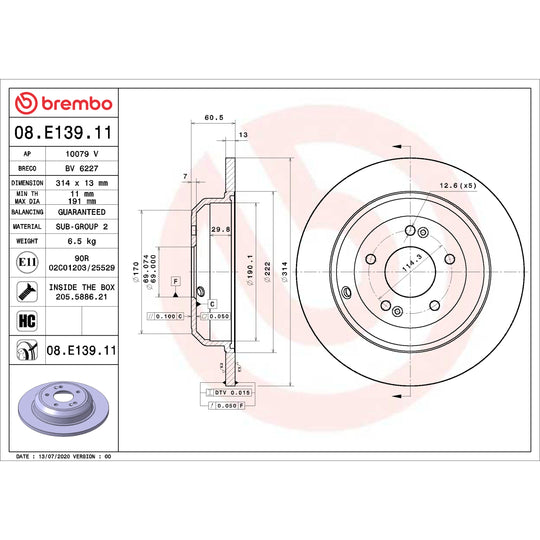 08.E139.11 Brembo UV Coated Solid Brake Rotor Brembo Brake Canada