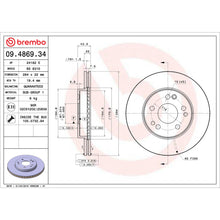 Load image into Gallery viewer, 09.4869.34 Brembo Premium Front Brake Rotor Brembo Brake Canada