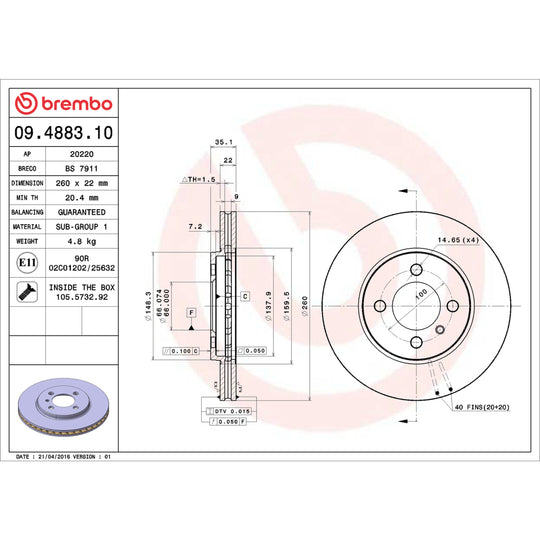 KT00B53 Brembo Ceramic Brake Pad and Standard Vented  Brake Disc Kit Brembo Brake Canada