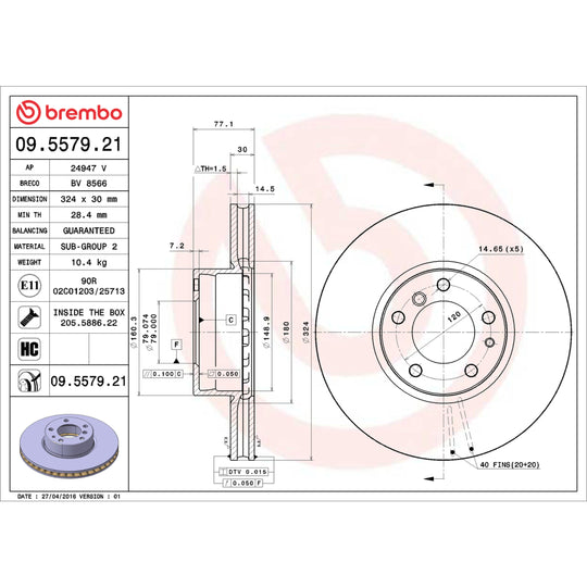 KT00A83 Brembo Ceramic Brake Pad and UV Coated Vented  Brake Disc Kit Brembo Brake Canada
