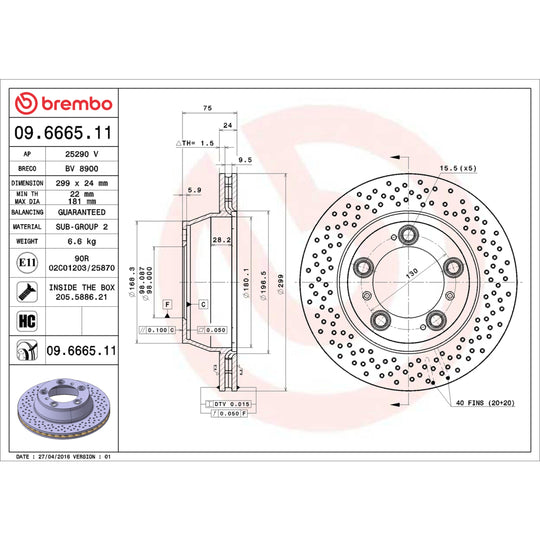 KT00B03 Brembo Ceramic Brake Pad and UV Coated Vented Drilled Brake Disc Kit Brembo Brake Canada