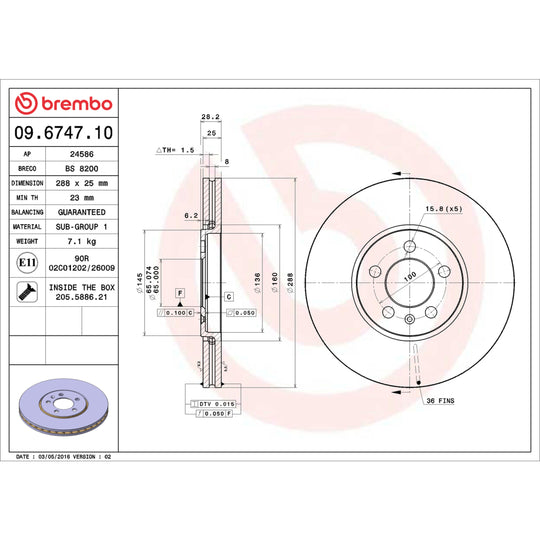 09.6747.10 Brembo Premium Vented Brake Rotor Brembo Brake Canada