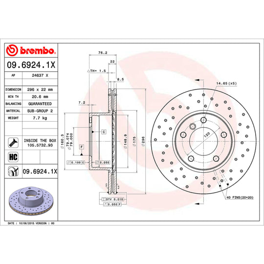 KTX4099 Brembo Low-Met Brake Pad and XTRA Vented Drilled Brake Disc Kit Brembo Brake Canada