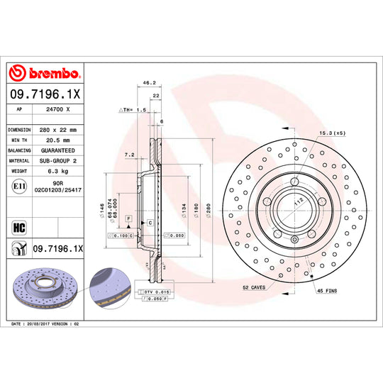 KTX4062 Brembo Low-Met Brake Pad and XTRA Vented Drilled Brake Disc Kit Brembo Brake Canada
