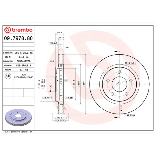 09.7978.80 Brembo Premium Front Brake Rotor Brembo Brake Canada