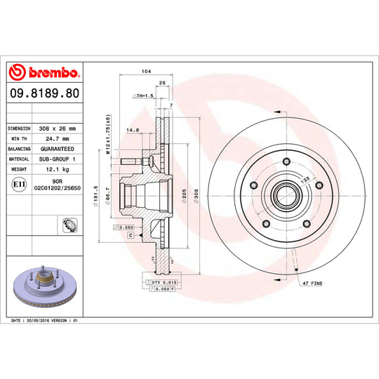 09.8189.80 Brembo Premium Front Brake Rotor Brembo Brake Canada