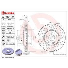 Load image into Gallery viewer, 09.8304.1X Brembo Premium UV Coated XTRA Cross Drilled Brake Rotor Brembo Brake Canada