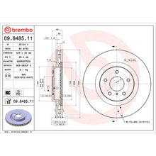 Load image into Gallery viewer, 09.8485.11 Brembo Premium Coated Vented Brake Rotor Brembo Brake Canada
