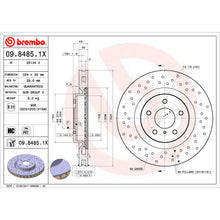 Load image into Gallery viewer, 09.8485.1X Brembo Premium UV Coated XTRA Cross Drilled Brake Rotor Brembo Brake Canada