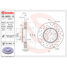 Load image into Gallery viewer, 09.8633.1X Brembo Premium UV Coated XTRA Cross Drilled Brake Rotor Brembo Brake Canada