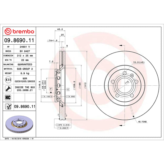 KT04203 Brembo Low-Met Brake Pad and UV Coated Vented  Brake Disc Kit Brembo Brake Canada