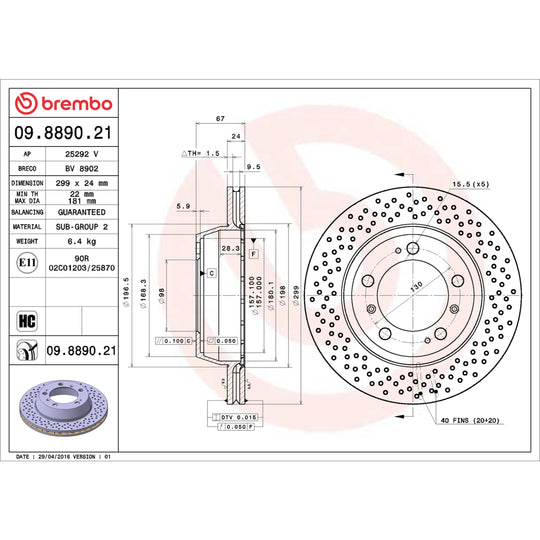 KT00741 Brembo Ceramic Brake Pad and UV Coated Vented Drilled Brake Disc Kit Brembo Brake Canada