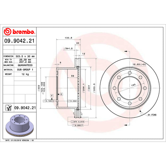 09.9042.20 Brembo Premium Vented Brake Rotor Brembo Brake Canada