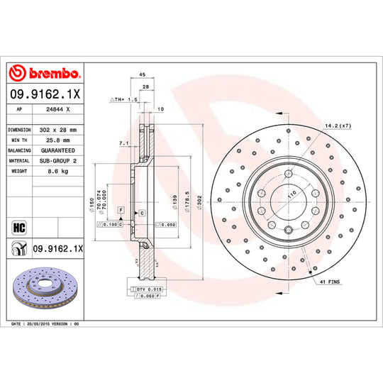 KTX0149 Brembo Ceramic Brake Pad and XTRA Vented Drilled Brake Disc Kit Brembo Brake Canada