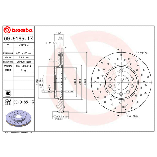 KTX0117 Brembo Ceramic Brake Pad and XTRA Vented Drilled Brake Disc Kit Brembo Brake Canada