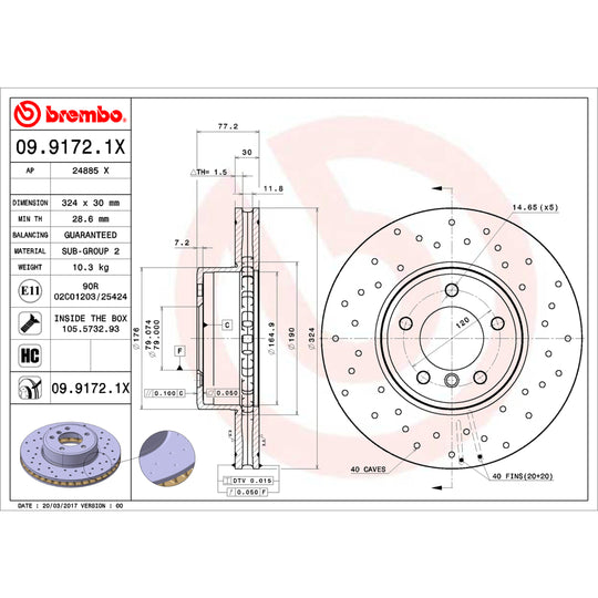 KTX4103 Brembo Low-Met Brake Pad and XTRA Vented Drilled Brake Disc Kit Brembo Brake Canada