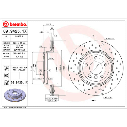 KTX4095 Brembo Low-Met Brake Pad and XTRA Vented Drilled Brake Disc Kit Brembo Brake Canada