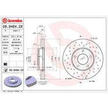 Load image into Gallery viewer, 09.9464.2X Brembo Premium UV Coated XTRA Cross Drilled Brake Rotor Brembo Brake Canada