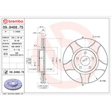Charger l'image dans la galerie, 09.9468.75 Brembo Premium Max Slotted UV Coated Rotor Brembo Brake Canada