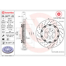 Load image into Gallery viewer, 09.9477.23 Brembo Premium Floating Two Piece UV Coated Vented Drilled And Slotted Brake Rotor Brembo Brake Canada